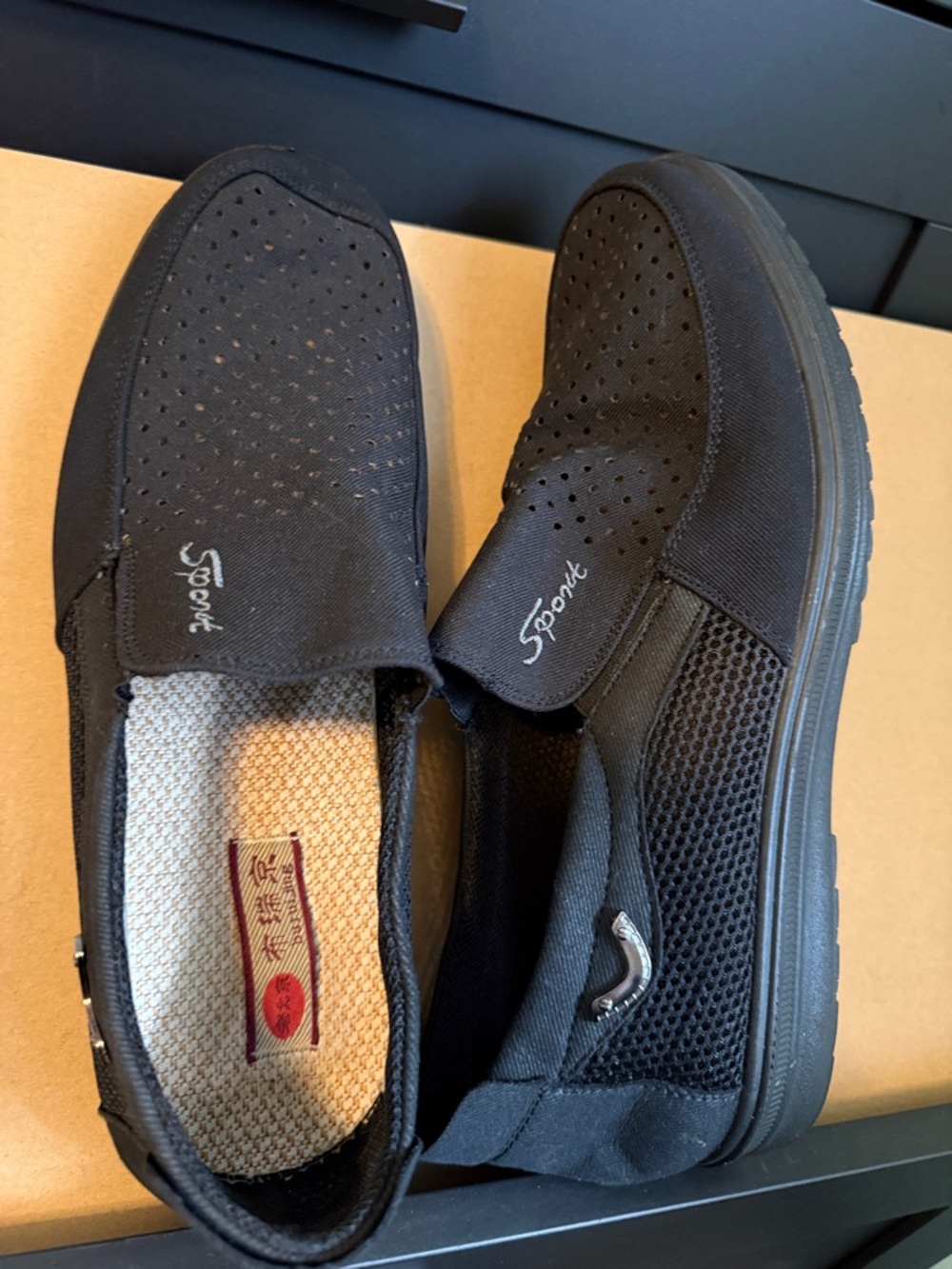 Sporto Black Perforated Slip-On Casual Loafers